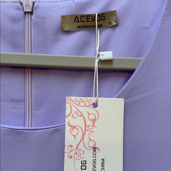 Acevog Lavender Chiffon Women's Blouse - Picture 3 of 9